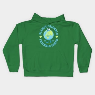 Planet friendly. Friendly Earth. Green culture Kids Hoodie